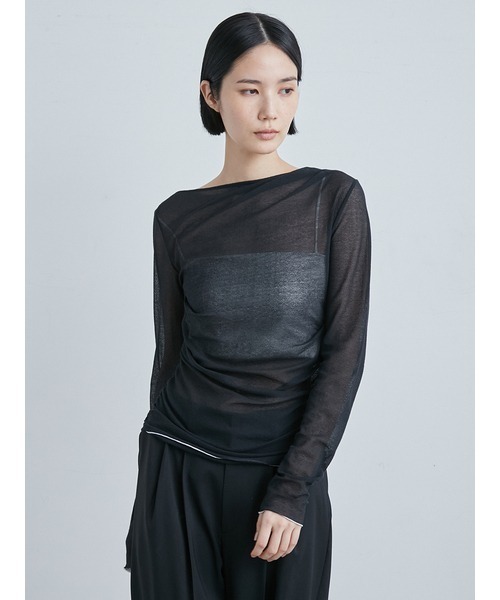 ミースロエ アシンメトリーギャザーＴＯＰＳ アシンメトリーギャザーTOPS（カットソー/Tシャツ