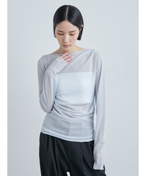 アシンメトリーギャザーTOPS(カットソー)｜トップス