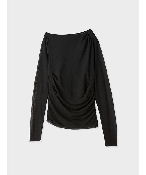 アシンメトリーギャザーTOPS(カットソー)｜トップス