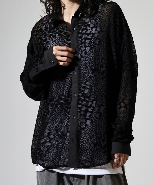 SUGGESTION(サジェッション)の「L/S Lace sheer shirt / レースシアーシャツ unisex(シャツ/ブラウス・メンズ・ブラック系2/ブラック系1・M/L)」の1枚目の写真