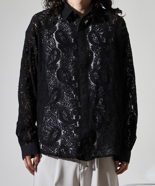 SUGGESTION(サジェッション)の「L/S Lace sheer shirt / レースシアーシャツ unisex(シャツ/ブラウス・メンズ・ブラック系2/ブラック系1・M/L)」の17枚目の写真