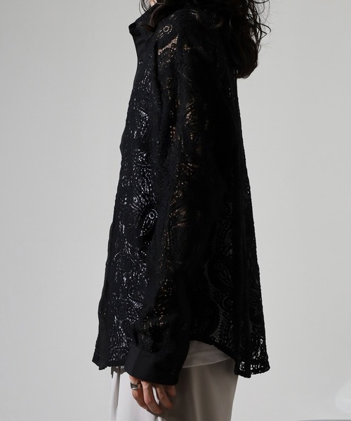 SUGGESTION(サジェッション)の「L/S Lace sheer shirt / レースシアーシャツ unisex(シャツ/ブラウス・メンズ・ブラック系2/ブラック系1・M/L)」の18枚目の写真