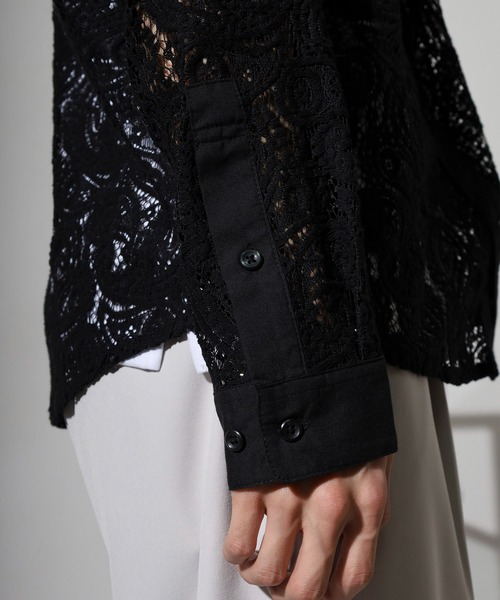 SUGGESTION(サジェッション)の「L/S Lace sheer shirt / レースシアーシャツ unisex(シャツ/ブラウス・メンズ・ブラック系2/ブラック系1・M/L)」の22枚目の写真