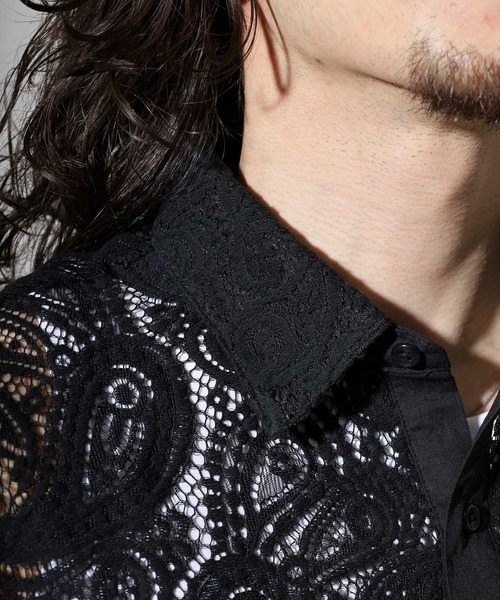 SUGGESTION(サジェッション)の「L/S Lace sheer shirt / レースシアーシャツ unisex(シャツ/ブラウス・メンズ・ブラック系2/ブラック系1・M/L)」の20枚目の写真