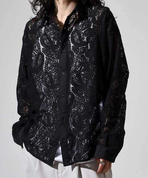 SUGGESTION(サジェッション)の「L/S Lace sheer shirt / レースシアーシャツ unisex(シャツ/ブラウス・メンズ・ブラック系2/ブラック系1・M/L)」の14枚目の写真