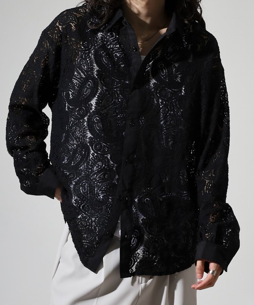 SUGGESTION(サジェッション)の「L/S Lace sheer shirt / レースシアーシャツ unisex(シャツ/ブラウス・メンズ・ブラック系2/ブラック系1・M/L)」の15枚目の写真