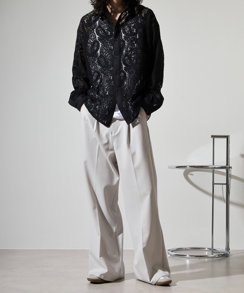 SUGGESTION(サジェッション)の「L/S Lace sheer shirt / レースシアーシャツ unisex(シャツ/ブラウス・メンズ・ブラック系2/ブラック系1・M/L)」の16枚目の写真