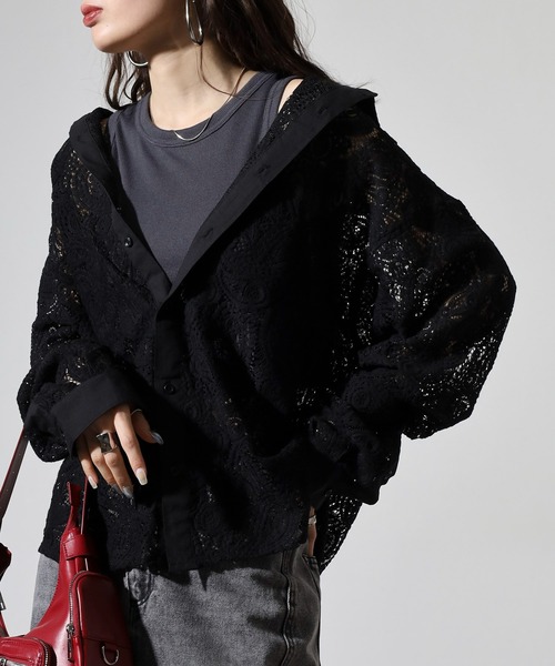 SUGGESTION(サジェッション)の「L/S Lace sheer shirt / レースシアーシャツ unisex(シャツ/ブラウス・メンズ・ブラック系2/ブラック系1・M/L)」の7枚目の写真