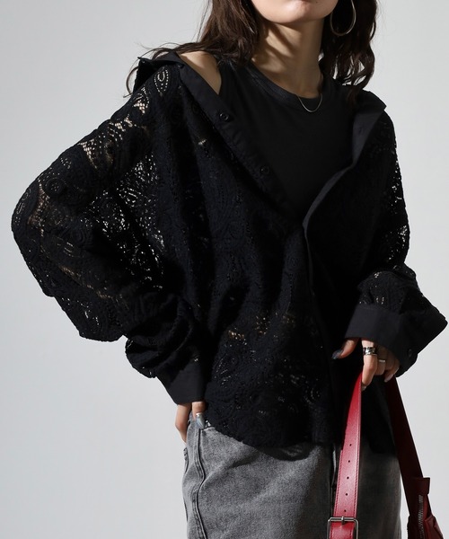 SUGGESTION(サジェッション)の「L/S Lace sheer shirt / レースシアーシャツ unisex(シャツ/ブラウス・メンズ・ブラック系2/ブラック系1・M/L)」の9枚目の写真
