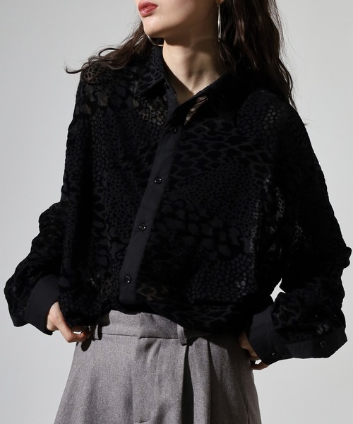 SUGGESTION(サジェッション)の「L/S Lace sheer shirt / レースシアーシャツ unisex(シャツ/ブラウス・メンズ・ブラック系2/ブラック系1・M/L)」の3枚目の写真