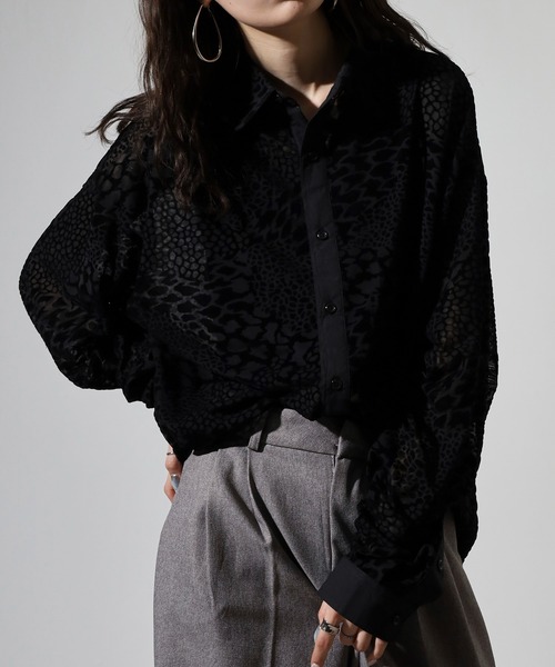 SUGGESTION(サジェッション)の「L/S Lace sheer shirt / レースシアーシャツ unisex(シャツ/ブラウス・メンズ・ブラック系2/ブラック系1・M/L)」の4枚目の写真