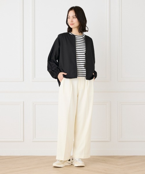 セール】ストレッチツイル タックワイドパンツ【セットアップ対応
