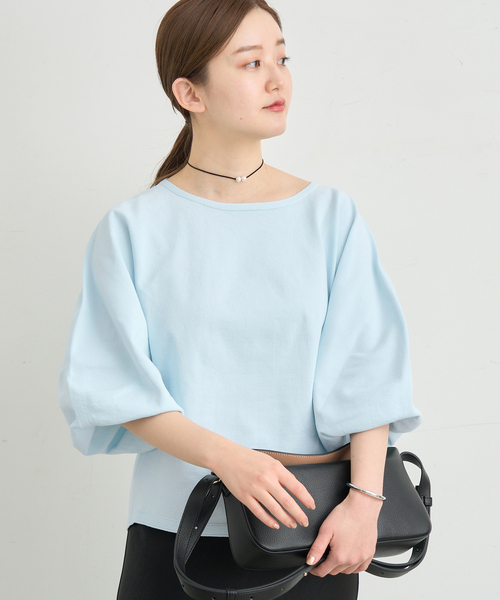WEB・一部店舗限定》コットンストレッチバルーンスリーブプル