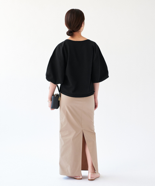 IENA(イエナ)の「《WEB・一部店舗限定》コットンストレッチバルーンスリーブプルオーバー(ニット/セーター・レディース・ブラック/スカイブルー/ホワイト・FREE)」の16枚目の写真