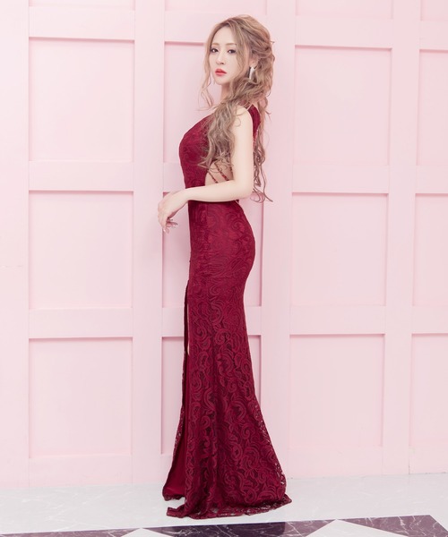 Tika(ティカ)の「キャバドレス ロング タイト バックビジュー ノースリーブ スリットドレス(ドレス・レディース・ブラック/ホワイト/ワインレッド・L/M/S)」の15枚目の写真