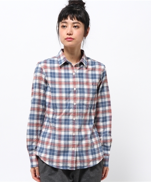 SEVENDAYS=SUNDAY（セブンデイズサンデイ）の「ビエラチェック　長袖レギュラーシャツ（シャツ/ブラウス・レディース・ピンク/ブラウン/ブルー・LARGE/MEDIUM）」の4枚目の写真