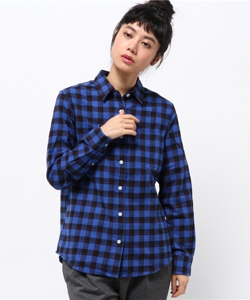 SEVENDAYS=SUNDAY（セブンデイズサンデイ）の「ビエラチェック　長袖レギュラーシャツ（シャツ/ブラウス・レディース・ピンク/ブラウン/ブルー・LARGE/MEDIUM）」の13枚目の写真