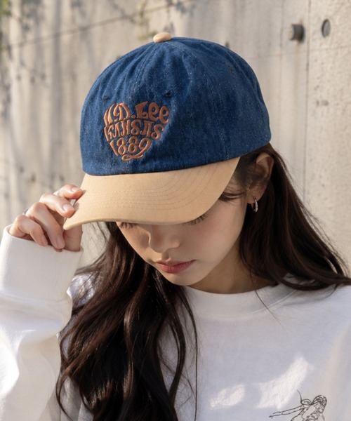 Lee(リー)の「Lee(リー)レタリングロゴ ハートマーク刺繍コットンツイルキャップ メンズ レディース ユニセックス(キャップ・レディース・ピンク/グリーン/アイボリー/ダークグレー/ホワイト×ブルー/ブラック/ブラウン系その他/インディゴブルー/ライトインディゴブルー・FREE)」の7枚目の写真