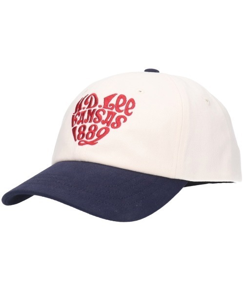 Lee（リー）の「Lee（リー）レタリングロゴ ハートマーク刺繍コットンツイルキャップ メンズ レディース ユニセックス（キャップ・レディース・ピンク/グリーン/アイボリー/ダークグレー/ホワイト×ブルー/ブラック/ブラウン系その他・FREE）」の2枚目の写真