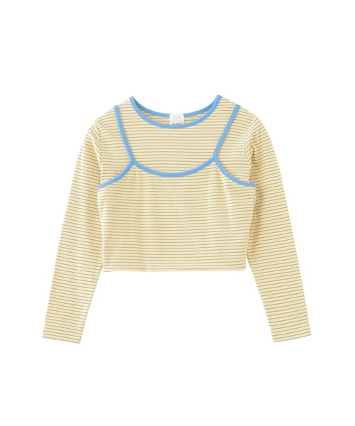 ROSE BUD（ローズバッド）の「【WEB・一部店舗限定】BORDER LAYERED TOPS（Tシャツ/カットソー・レディース・ベージュ/イエロー・ONE SIZE）」の2枚目の写真