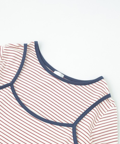 ROSE BUD（ローズバッド）の「【WEB・一部店舗限定】BORDER LAYERED TOPS（Tシャツ/カットソー・レディース・ベージュ/イエロー・ONE SIZE）」の4枚目の写真