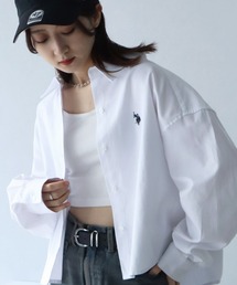 【U.S. POLO ASSN./ユーエスポロアッスン】オックス ワンポイントポニー レギュラーカラー ショート丈 ロングスリーブシャツ