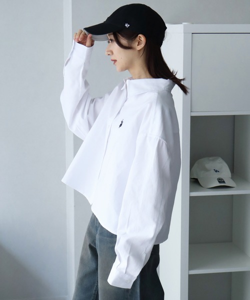 U.S. POLO ASSN.(ユーエスポロアッスン)の「【U.S. POLO ASSN./ユーエスポロアッスン】オックス ワンポイントポニー レギュラーカラー ショート丈 ロングスリーブシャツ(シャツ/ブラウス・レディース・ホワイト/グリーン・LL/M/L)」の8枚目の写真