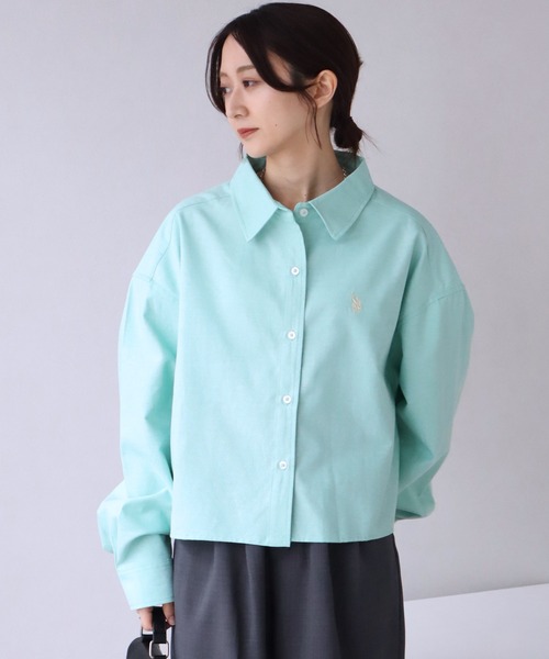 U.S. POLO ASSN.(ユーエスポロアッスン)の「【U.S. POLO ASSN./ユーエスポロアッスン】オックス ワンポイントポニー レギュラーカラー ショート丈 ロングスリーブシャツ(シャツ/ブラウス・レディース・ホワイト/グリーン・LL/M/L)」の10枚目の写真