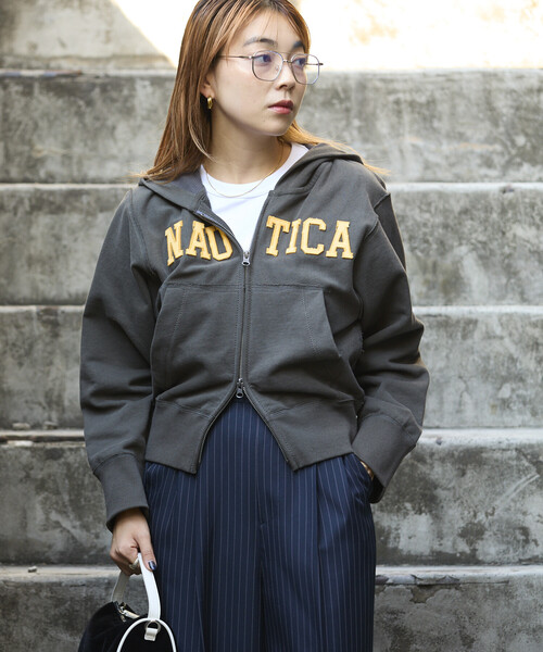 FREAK'S STORE(フリークスストア)の「NAUTICA/ノーティカ アップリケロゴフルジップパーカー(パーカー・レディース・ライトグレー/カモフラージュ/チャコールグレー/ワインレッド/ネイビー/ピンク・フリ-)」の10枚目の写真