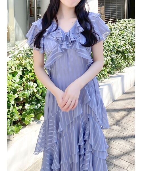ダズリン　バリエフルイドワンピース　ブルー ダズリン dazzlin バリエフルイドワンピース （ブルー