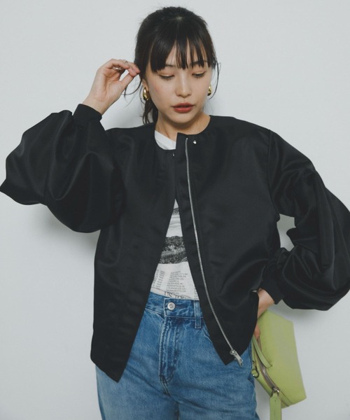 F by ROSSO（エフバイロッソ）の「F by ROSSO　サテンバルーンスリーブブルゾン（ブルゾン・レディース・ベージュ/ブラック・FREE）」の20枚目の写真