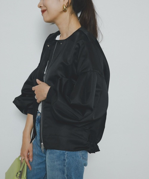 F by ROSSO（エフバイロッソ）の「F by ROSSO　サテンバルーンスリーブブルゾン（ブルゾン・レディース・ベージュ/ブラック・FREE）」の21枚目の写真