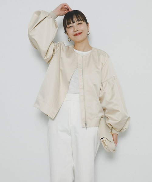 F by ROSSO（エフバイロッソ）の「F by ROSSO　サテンバルーンスリーブブルゾン（ブルゾン・レディース・ベージュ/ブラック・FREE）」の18枚目の写真