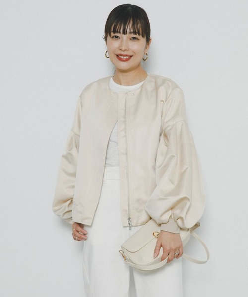 F by ROSSO（エフバイロッソ）の「F by ROSSO　サテンバルーンスリーブブルゾン（ブルゾン・レディース・ベージュ/ブラック・FREE）」の19枚目の写真