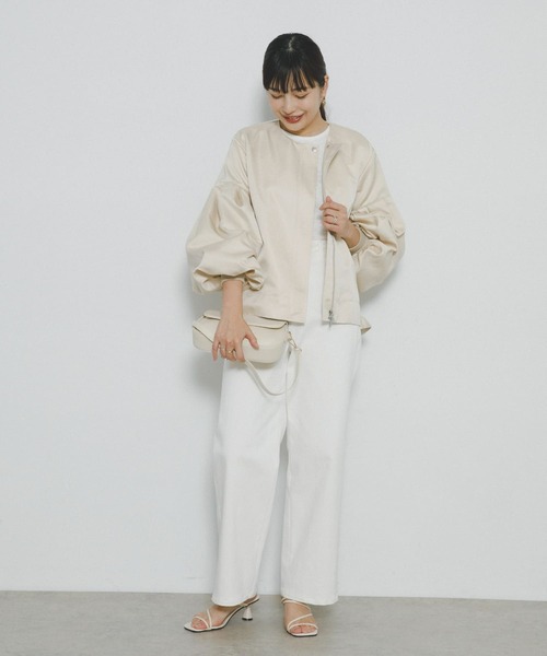 F by ROSSO（エフバイロッソ）の「F by ROSSO　サテンバルーンスリーブブルゾン（ブルゾン・レディース・ベージュ/ブラック・FREE）」の10枚目の写真