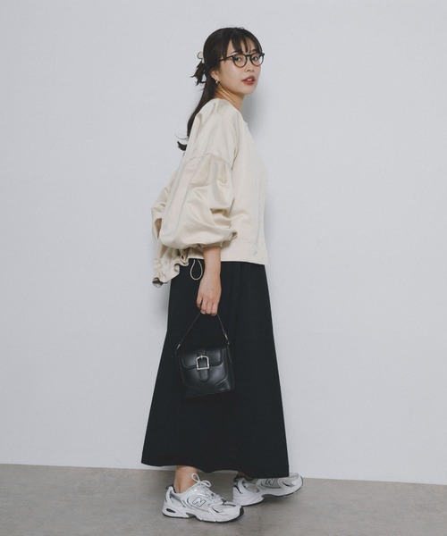 F by ROSSO（エフバイロッソ）の「F by ROSSO　サテンバルーンスリーブブルゾン（ブルゾン・レディース・ベージュ/ブラック・FREE）」の5枚目の写真