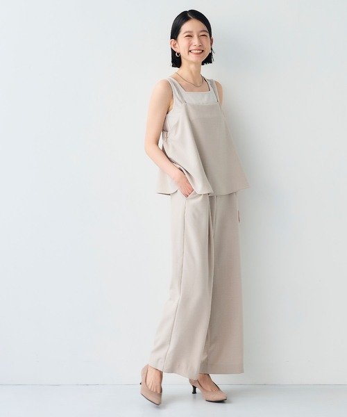 CROSS FUNCTION（クロスファンクション）の「《シワになりにくい》サマナチュラ リネンライクキャミサロペット【CF/クロスファンクション】（サロペット/オーバーオール・レディース・ライトベージュ/チャコールグレー・L/M）」の22枚目の写真