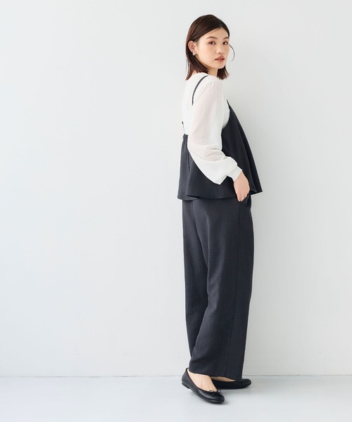 CROSS FUNCTION（クロスファンクション）の「《シワになりにくい》サマナチュラ リネンライクキャミサロペット【CF/クロスファンクション】（サロペット/オーバーオール・レディース・ライトベージュ/チャコールグレー・L/M）」の18枚目の写真