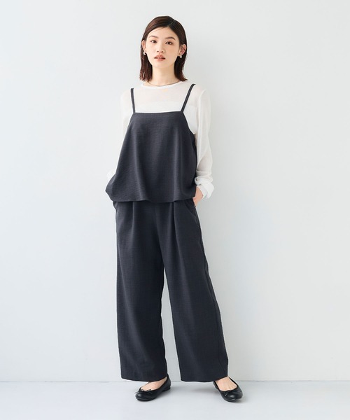 セール】《シワになりにくい》サマナチュラ リネンライクキャミ