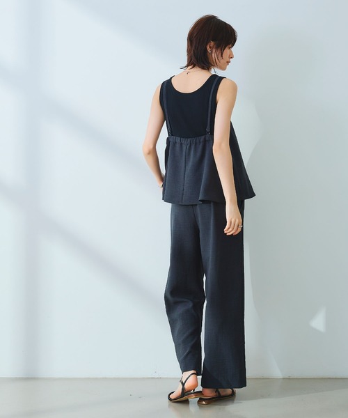 CROSS FUNCTION（クロスファンクション）の「《シワになりにくい》サマナチュラ リネンライクキャミサロペット【CF/クロスファンクション】（サロペット/オーバーオール・レディース・ライトベージュ/チャコールグレー・L/M）」の5枚目の写真