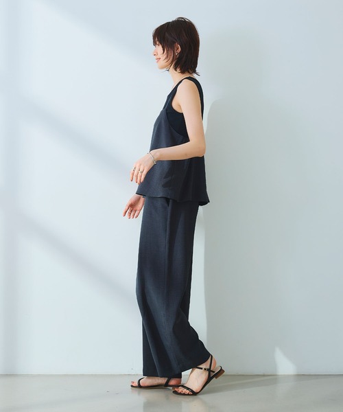 CROSS FUNCTION（クロスファンクション）の「《シワになりにくい》サマナチュラ リネンライクキャミサロペット【CF/クロスファンクション】（サロペット/オーバーオール・レディース・ライトベージュ/チャコールグレー・L/M）」の4枚目の写真