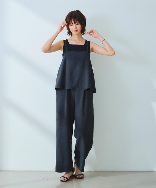 セール】《シワになりにくい》サマナチュラ リネンライクキャミ