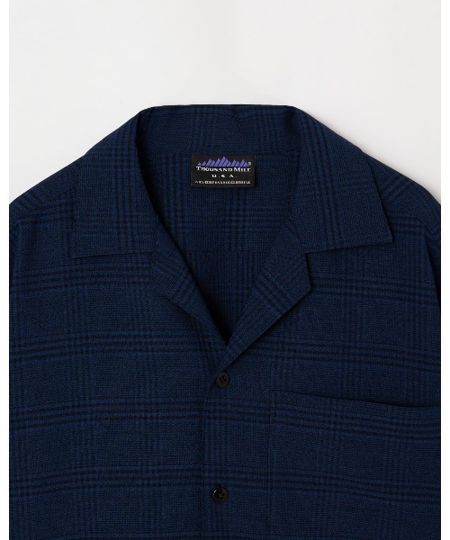 ブラウス シャツ 「THOUSAND MILE」SHORT SLEEVE SHIRT LINEN LIKE CHECK ショートスリーブシャツ　リネン M's】SHORT SLEEVE SHIRT LINEN LIKE/ショートスリーブシャツ