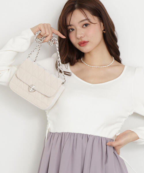 PROPORTION BODY DRESSING（プロポーションボディドレッシング）の「パウダータッチキルトミニショルダー / 1215181406（ショルダーバッグ・レディース・オフホワイト/ライトグリーン/ブラウン・ﾌﾘ-）」の16枚目の写真