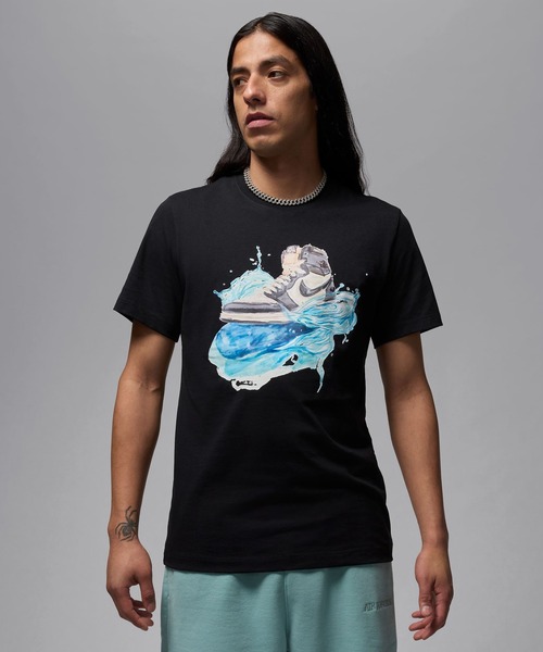 NIKE☆ジョーダン FLT ESS OVS GFX クルー Tシャツ JORDAN BRAND M J FLT ESS OVS GFX SS CRW BLACK/DK POWDER BLUE