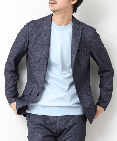 NOLLEY’S（ノーリーズ）の「《ビジカジ/セットアップ対応》ドットサッカーストレッチジャケット 25SS（テーラードジャケット・メンズ・ネイビー/グレー/ブルー・S/M/L/XL）」の3枚目の写真