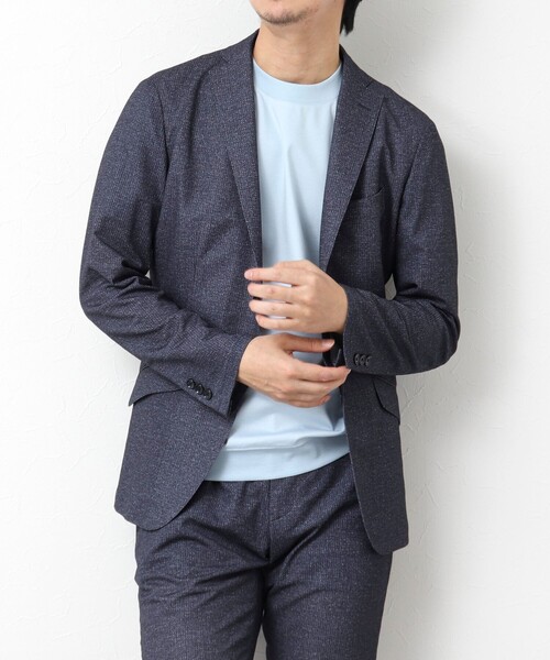 NOLLEY’S（ノーリーズ）の「《ビジカジ/セットアップ対応》ドットサッカーストレッチジャケット 25SS（テーラードジャケット・メンズ・ネイビー/グレー/ブルー・S/M/L/XL）」の4枚目の写真