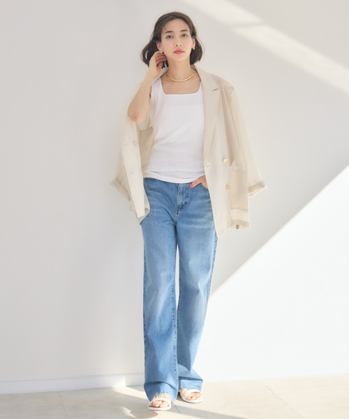 KATHARINE ROSS(キャサリンロス)の「【KATHARINE ROSS】【Made in Japan】ファッションアドバイザー監修!サラリストスクエアタンクトップ(タンクトップ・レディース・ホワイト/ブラック・MEDIUM)」の4枚目の写真