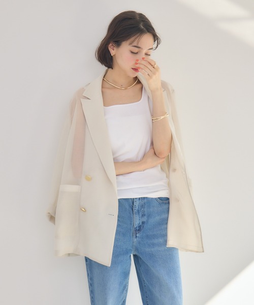 KATHARINE ROSS(キャサリンロス)の「【KATHARINE ROSS】【Made in Japan】ファッションアドバイザー監修!サラリストスクエアタンクトップ(タンクトップ・レディース・ホワイト/ブラック・MEDIUM)」の6枚目の写真