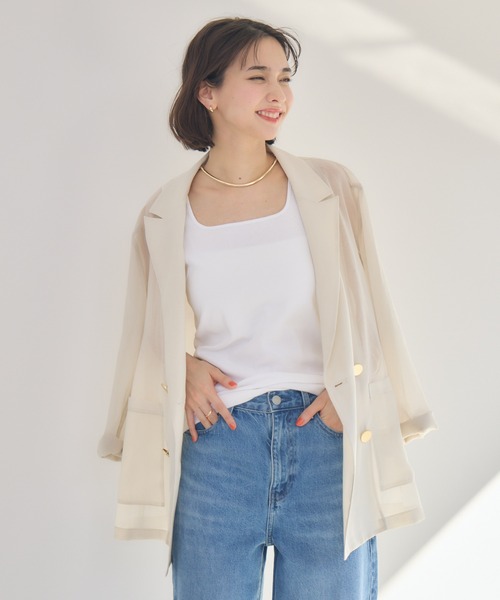 KATHARINE ROSS(キャサリンロス)の「【KATHARINE ROSS】【Made in Japan】ファッションアドバイザー監修!サラリストスクエアタンクトップ(タンクトップ・レディース・ホワイト/ブラック・MEDIUM)」の8枚目の写真